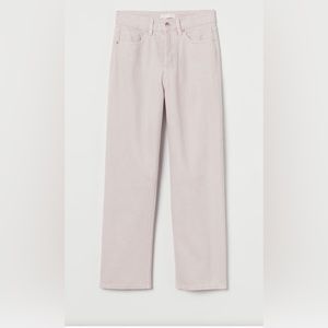 Never worn, 5-pocket, wide-leg, high waisted, light purple jeans